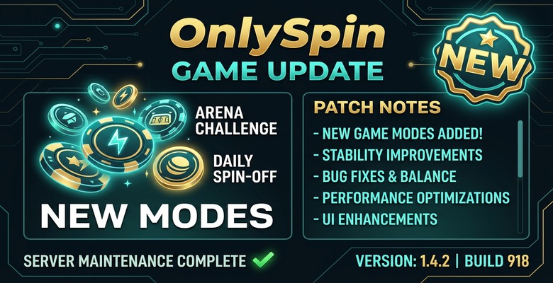 OnlySpin platform güncelleme ve yeni özellikler