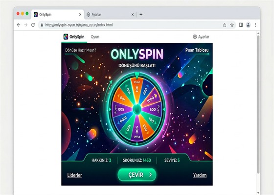 OnlySpin platformu genel görünümü — tarayıcı tabanlı oyun arayüzü